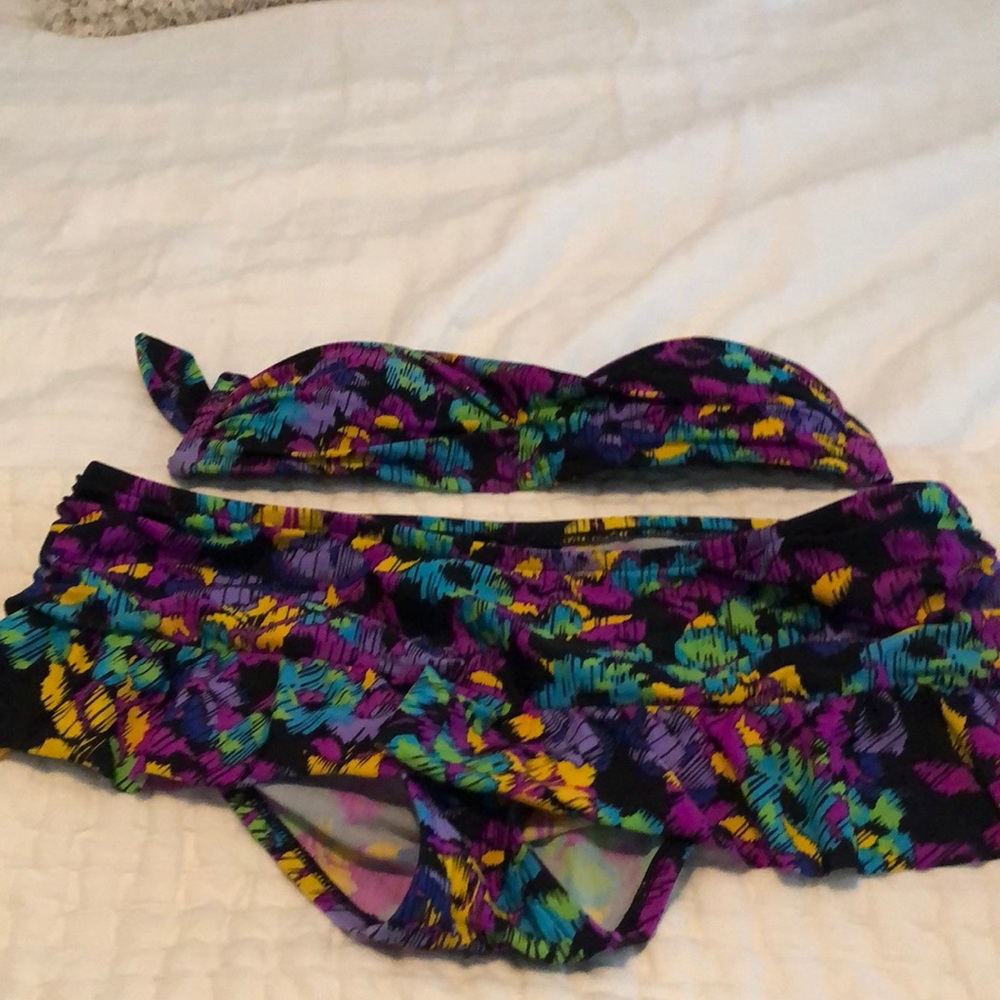 Allen B strapless swimsuit bikini skirt bottom